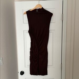 Anthropologie Dark Brown Ruched Dress